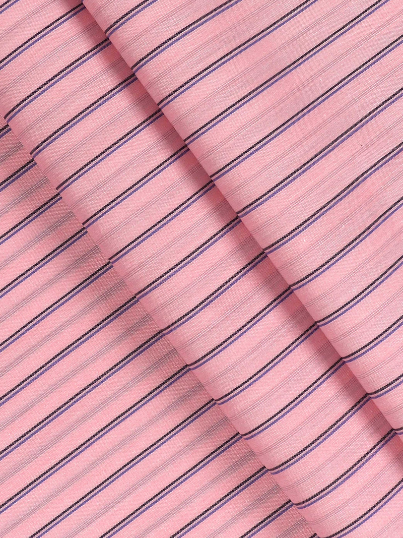 Cotton Light Pink Colour Striped Shirt Fabric Candy Colour
