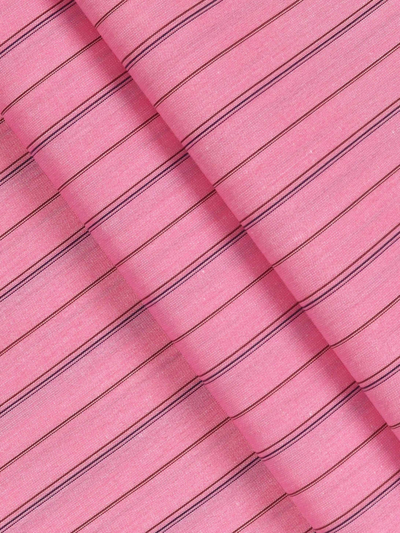 Cotton Dark Pink Colour Striped Shirt Fabric Candy Colour