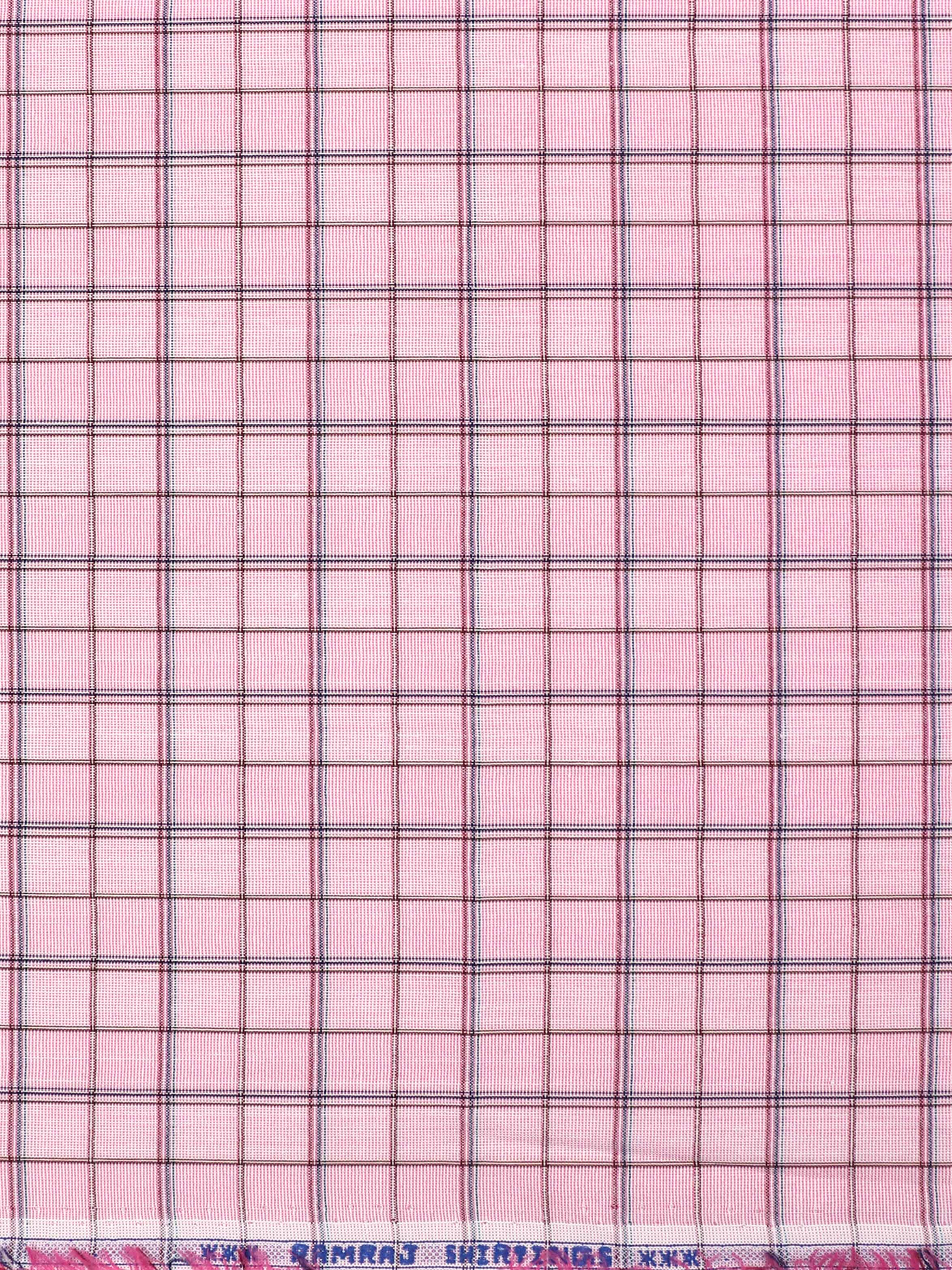 Cotton Pink Colour Checked Shirt Fabric Candy Colour-Zoom view