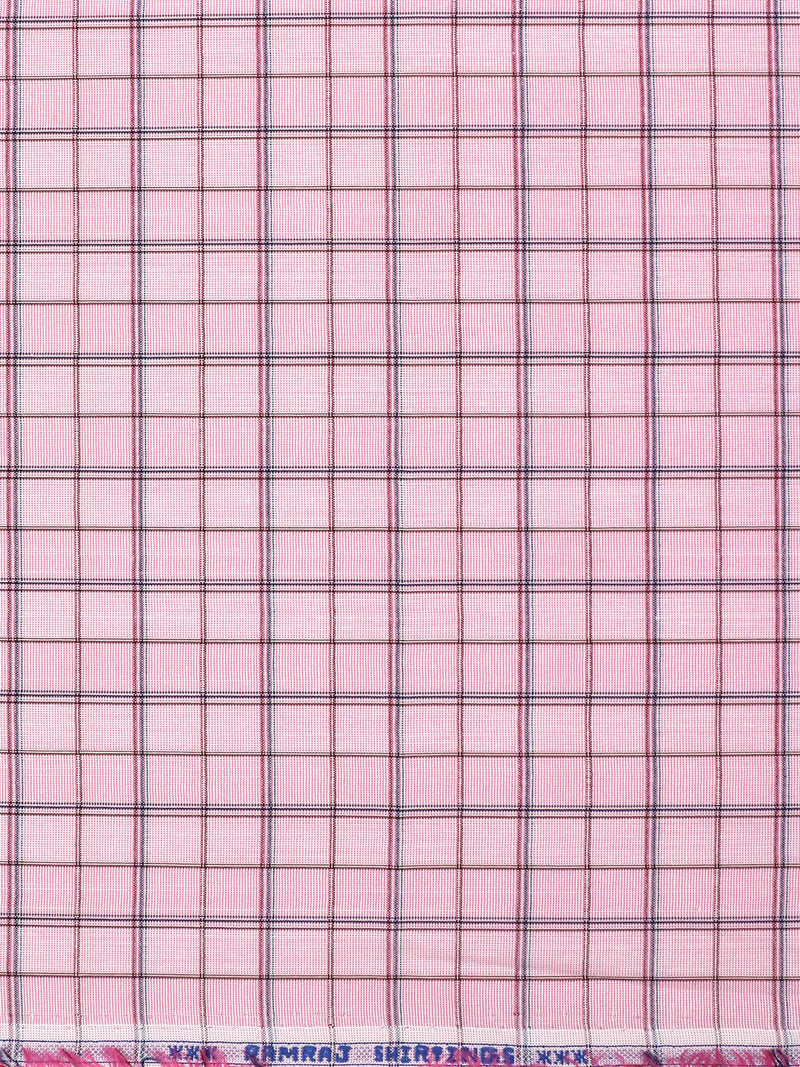 Cotton Pink Colour Checked Shirt Fabric Candy Colour