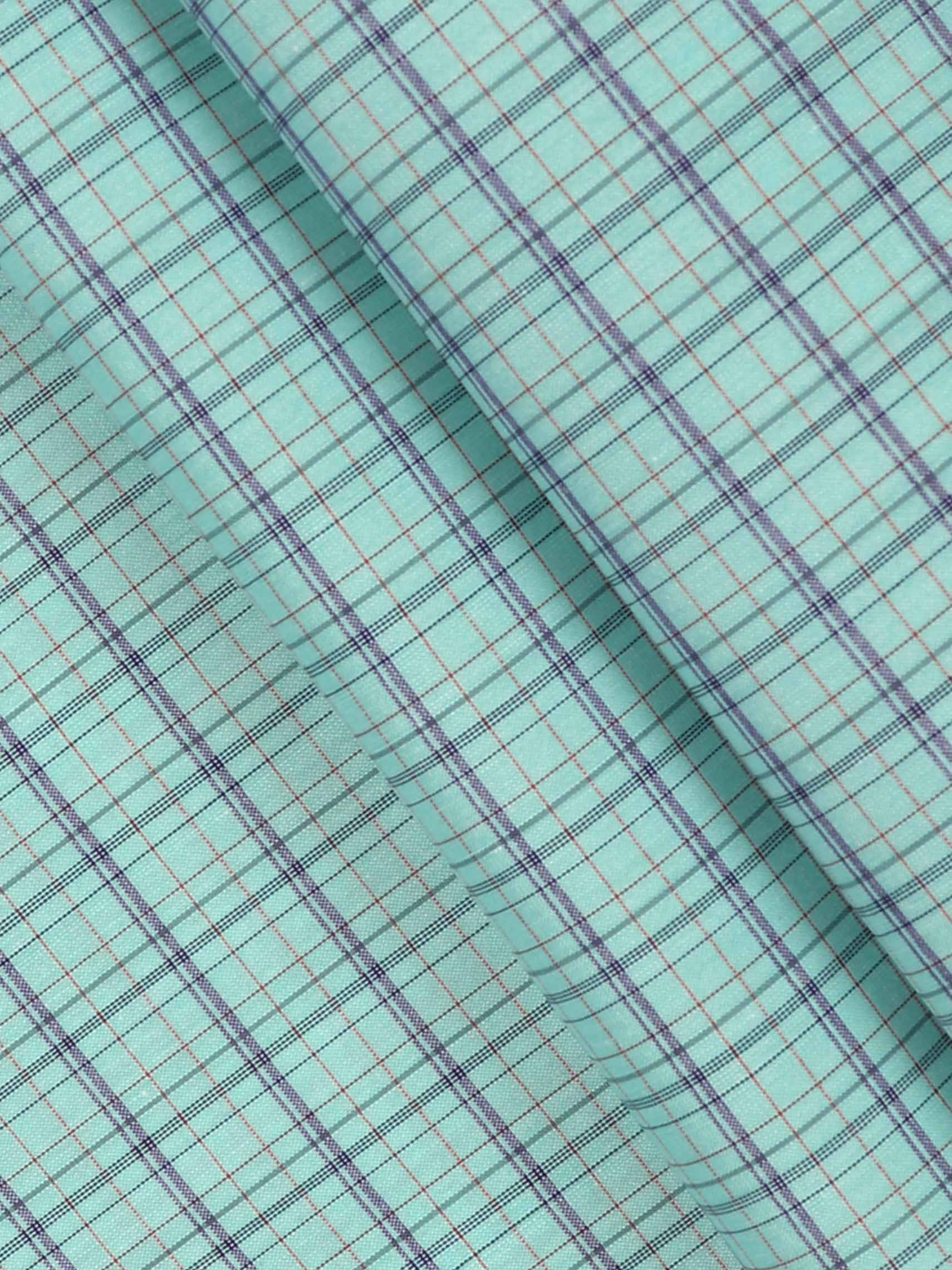 Cotton Blue Colour Checked Shirt Fabric Candy Colour-Close view