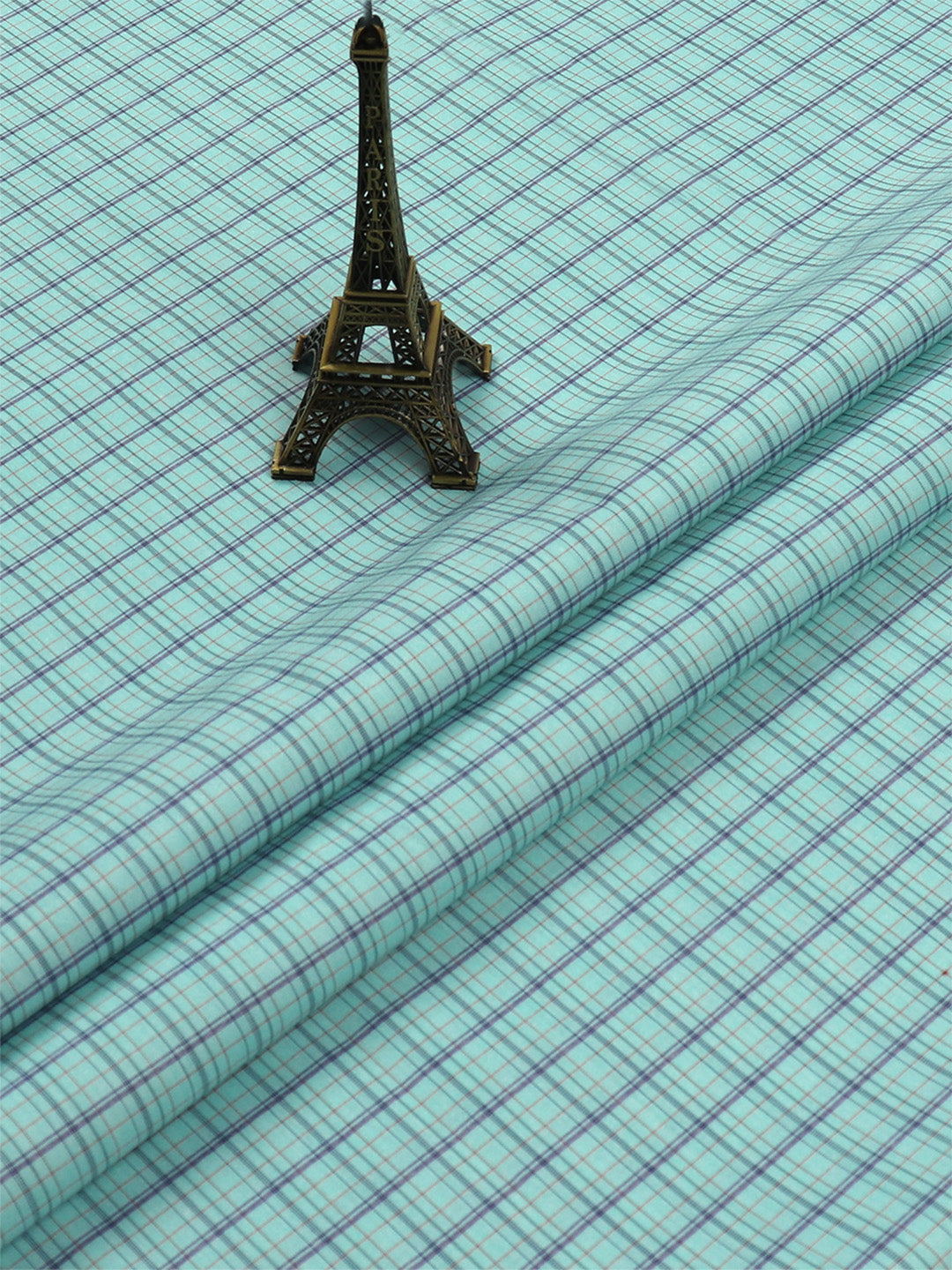 Cotton Blue Colour Checked Shirt Fabric Candy Colour-Zoom view