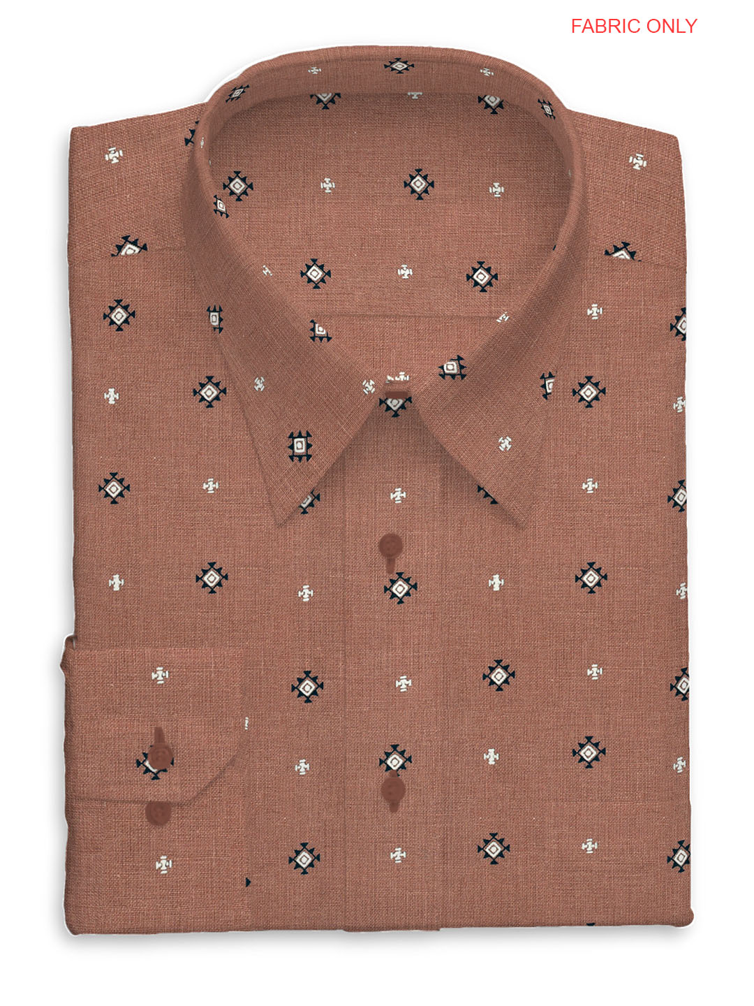 Men Pure Linen Brown Colour Printed Shirt Fabric Irish 8080