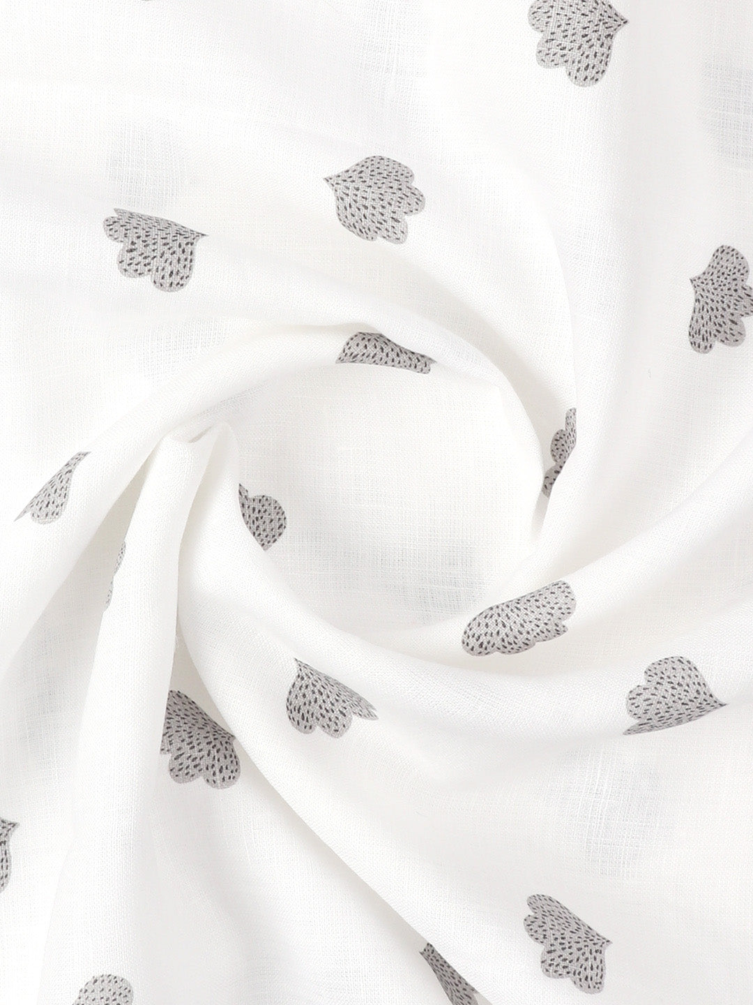 Mens Pure Linen White Printed Shirt Fabric