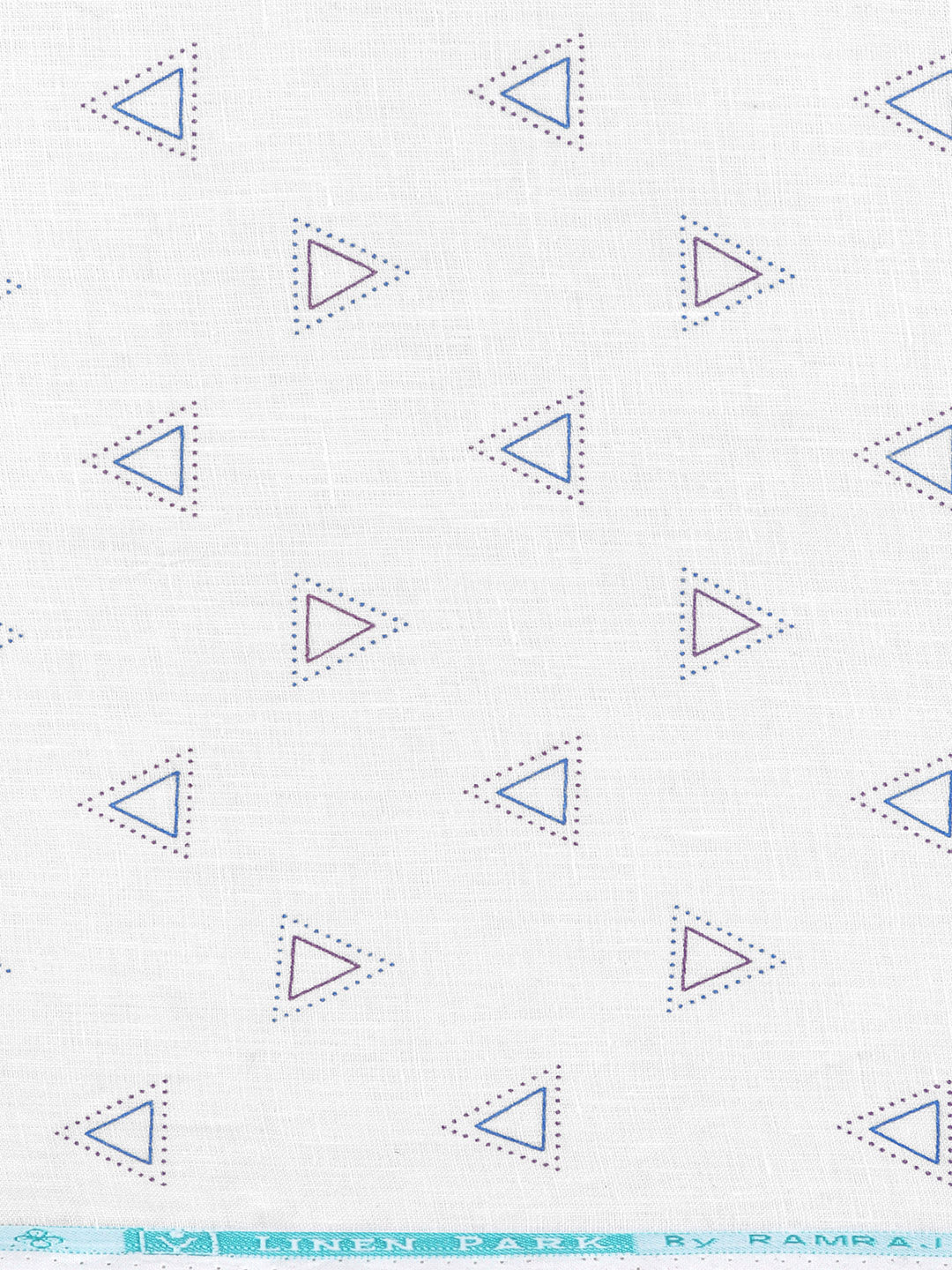 Men 100% European Linen White Printed Shirt Fabric Rainbow