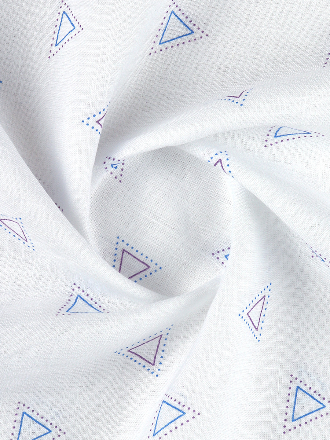Men 100% European Linen White Printed Shirt Fabric Rainbow