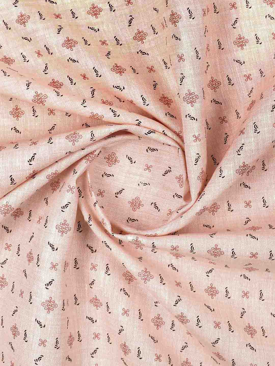 Mens Pure Linen Printed Shirt Fabric Pink