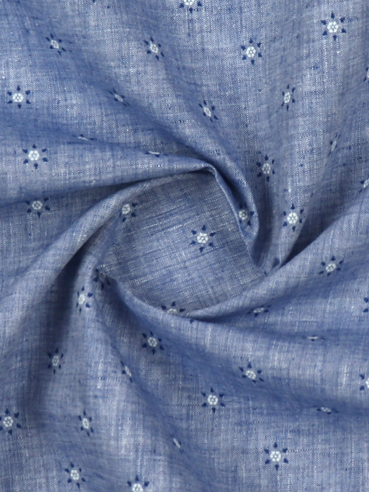 Pure  Linen Park Classic Self Design Shirt Fabric Blue