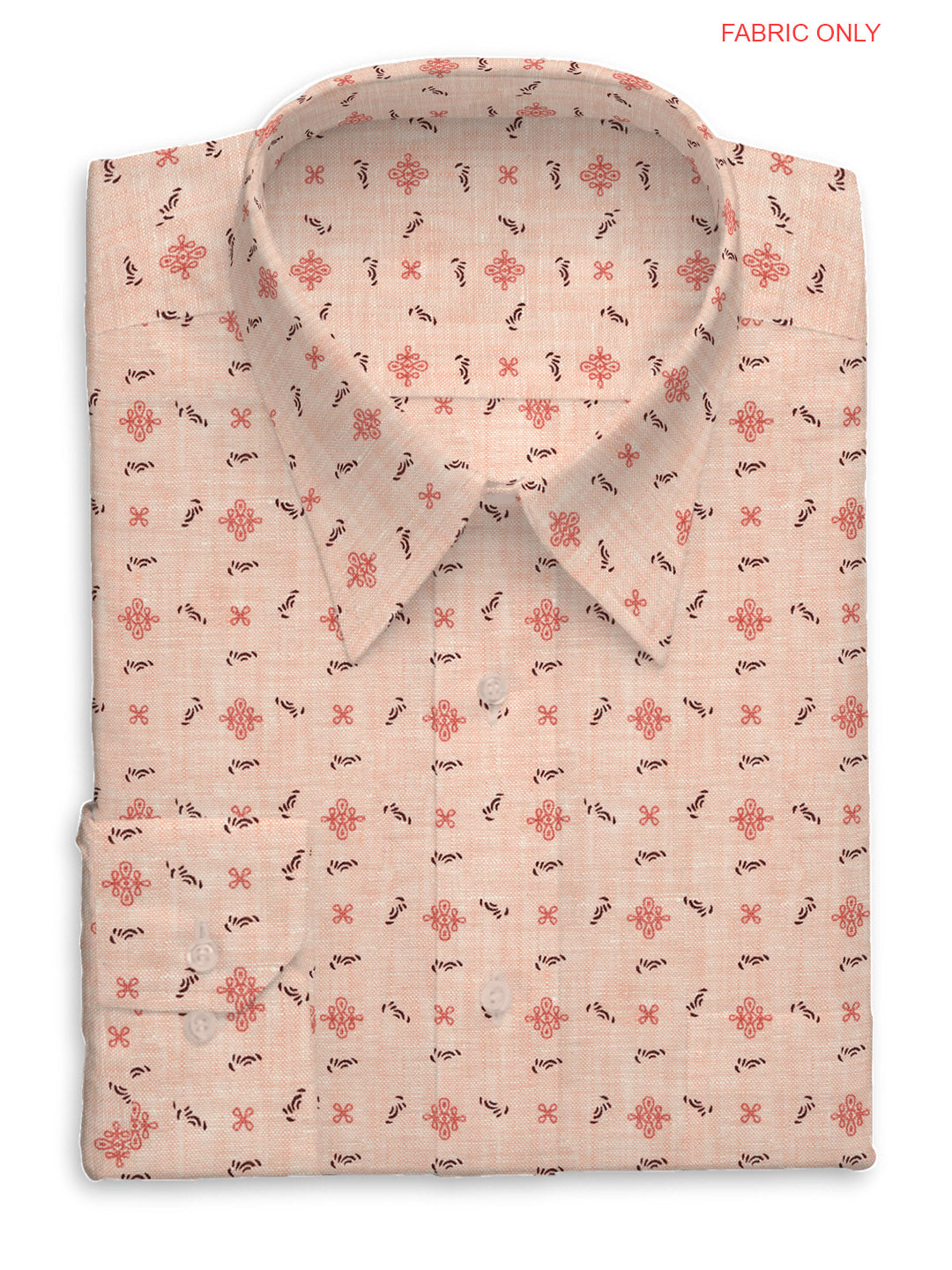 Mens Pure Linen Printed Shirt Fabric Pink