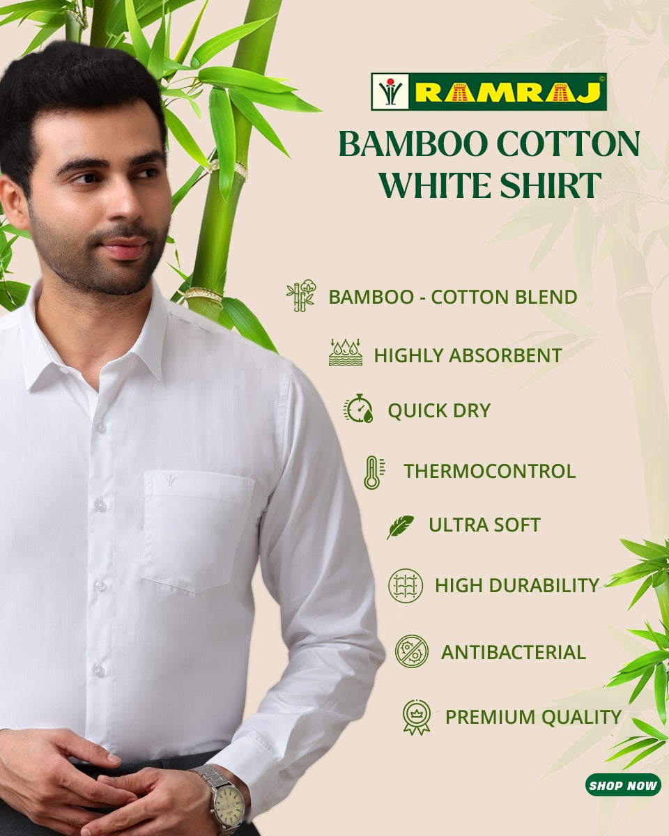 Mens Bamboo Cotton White Shirt