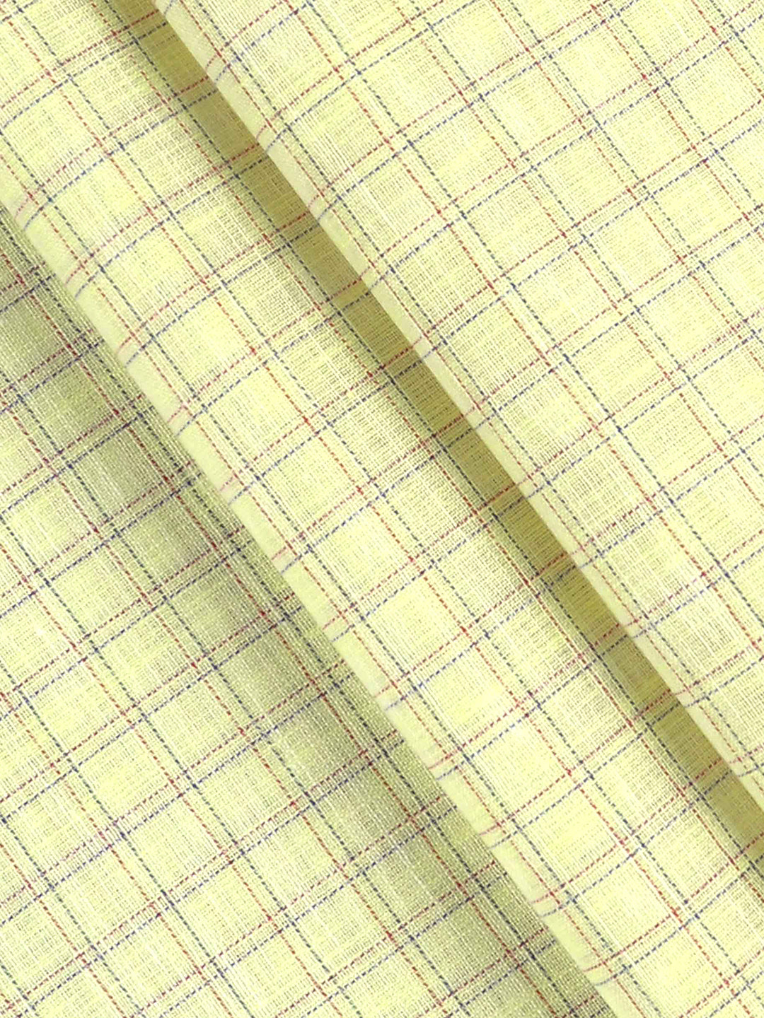 Cotton Colour Checked Shirt Fabric Yellow Elight Gold-Pattern view