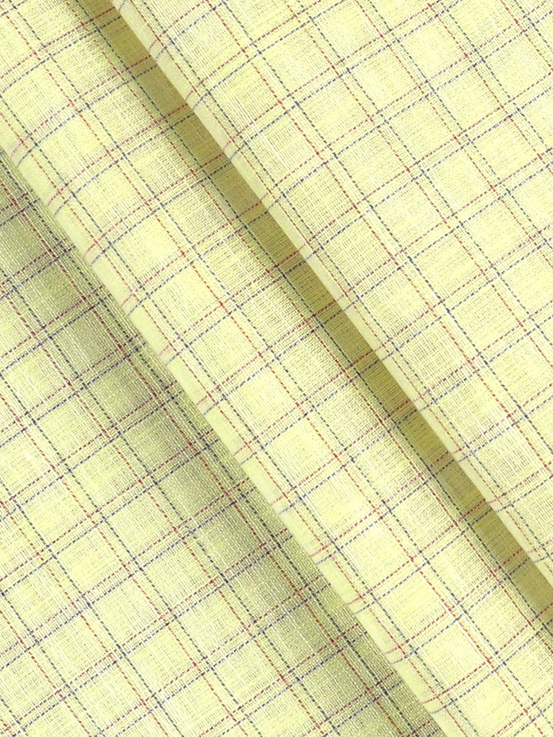 Cotton Colour Checked Shirt Fabric Yellow Elight Gold
