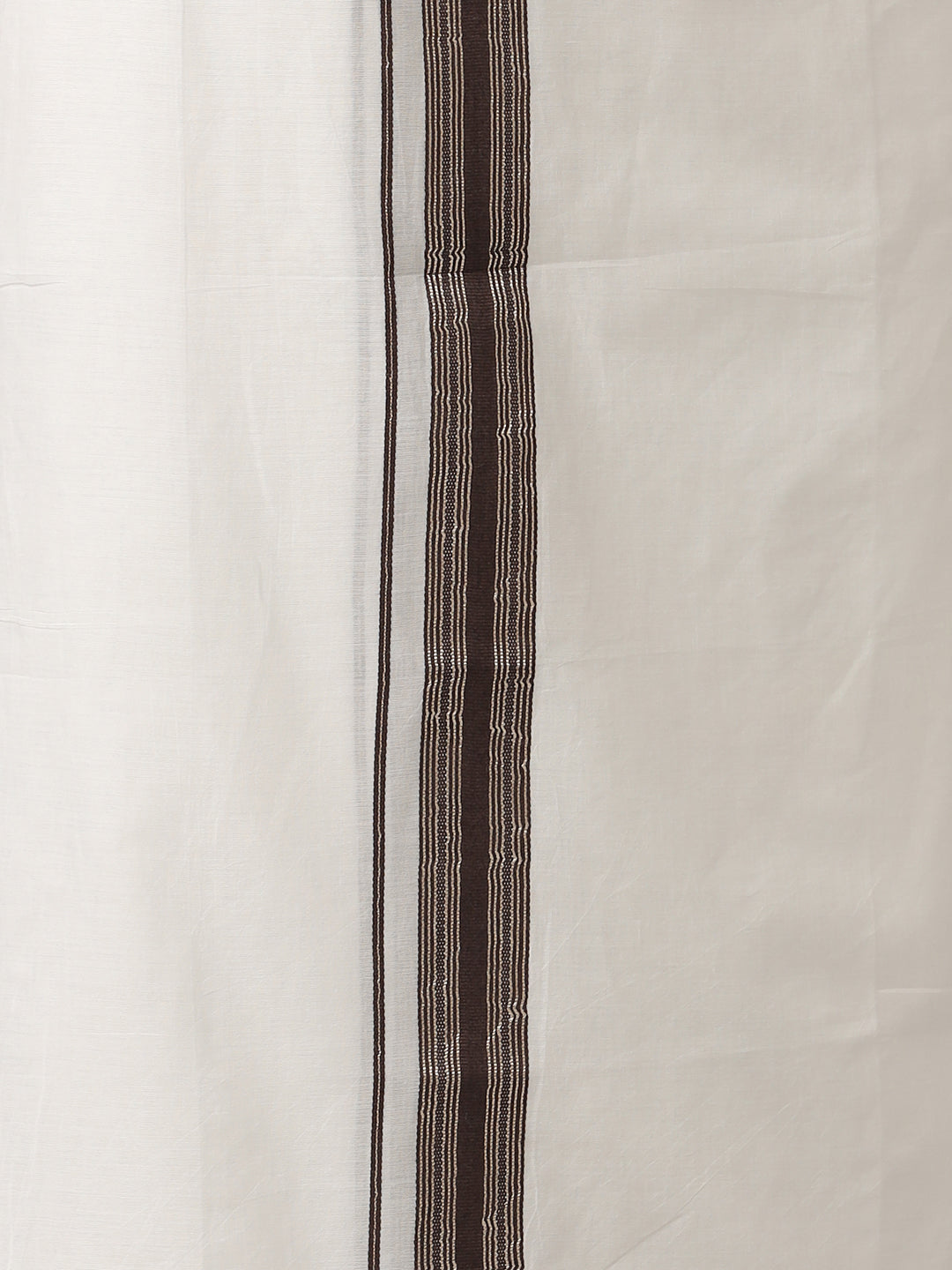 Mens Pure Cotton Brown with Silver Border Double Dhoti