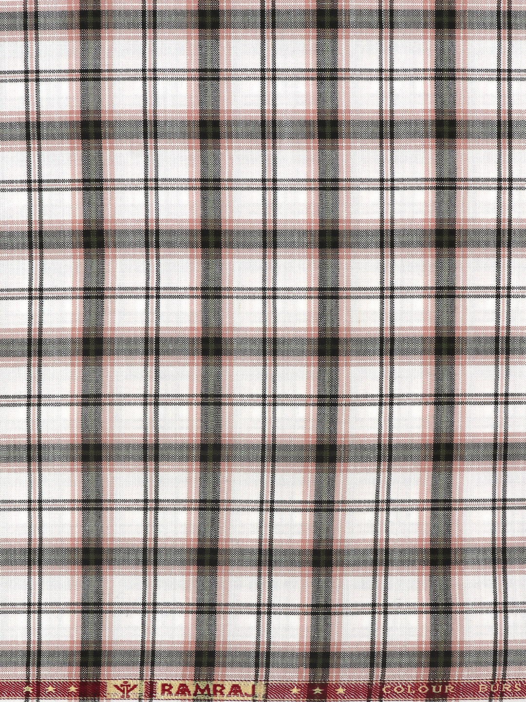 Men 100%Cotton Pinkish White Checked Shirt Fabric Reality Cotton