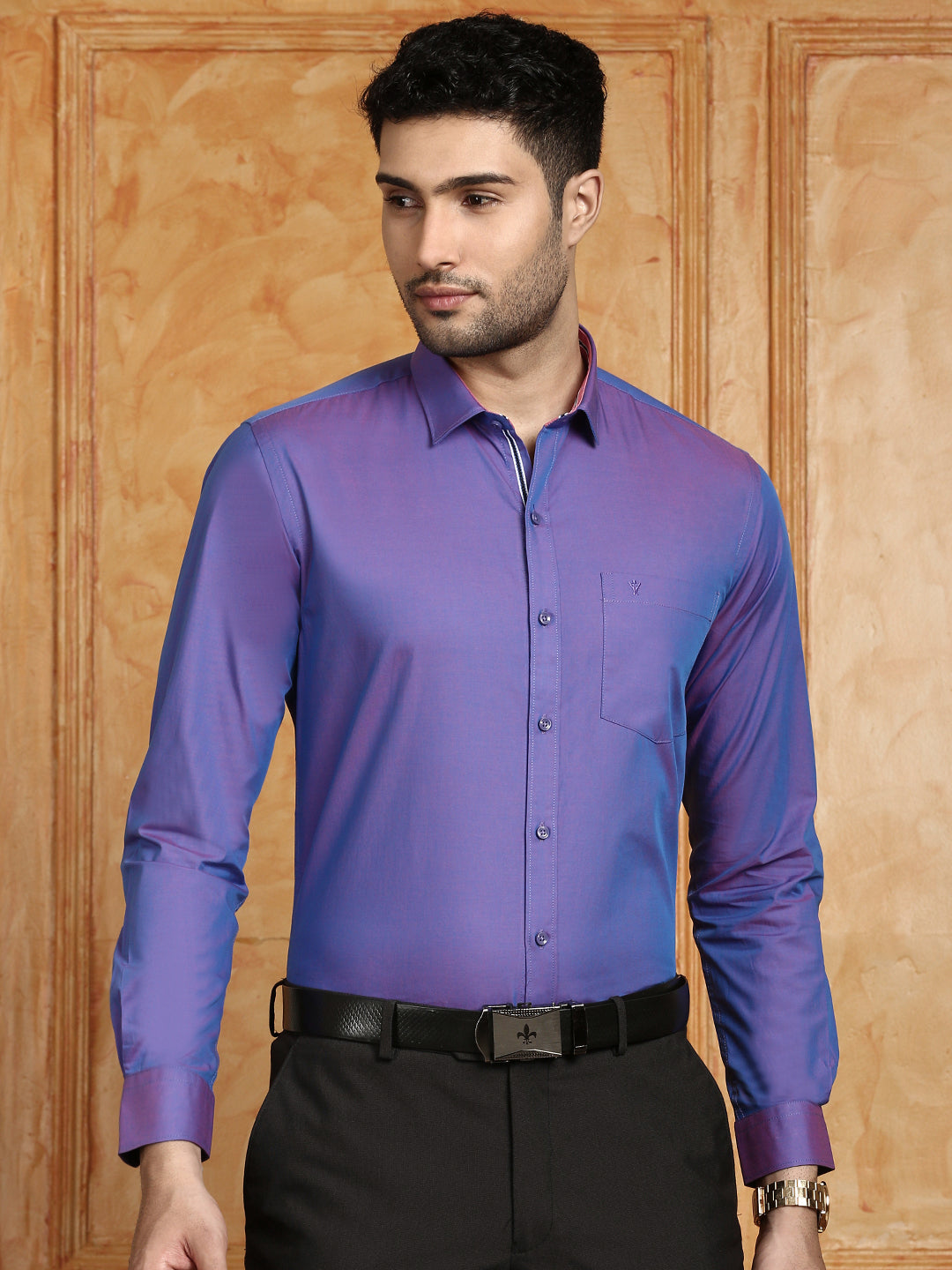 Men 100% Cotton Violet Shirt G104