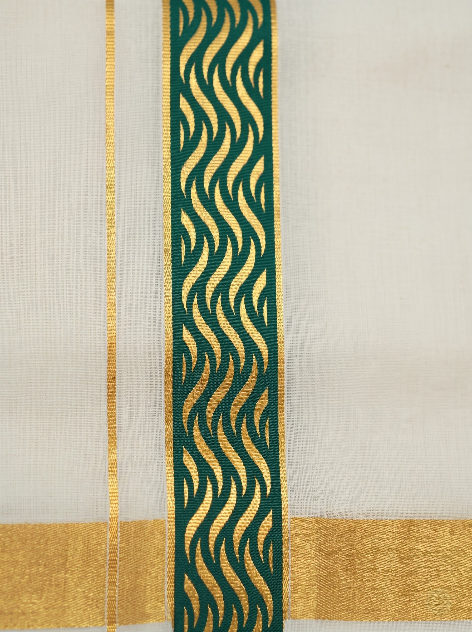 Double Layer Kora Cotton Cream Dhoti with Colour Border - HF Gold HFG02
