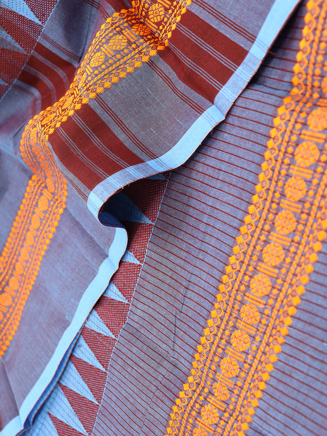 Women Denim Blue Plain Pure Chettinad Cotton Saree PCS220