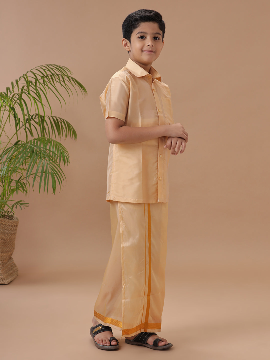 Father & Son Full Sleeves Art Silk Combo Swayamvara Fresh Peach