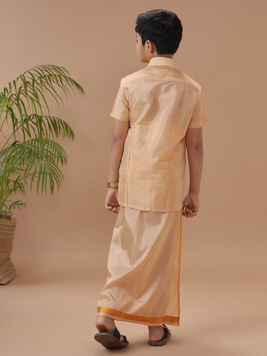 Father & Son Full Sleeves Art Silk Combo Swayamvara Fresh Peach