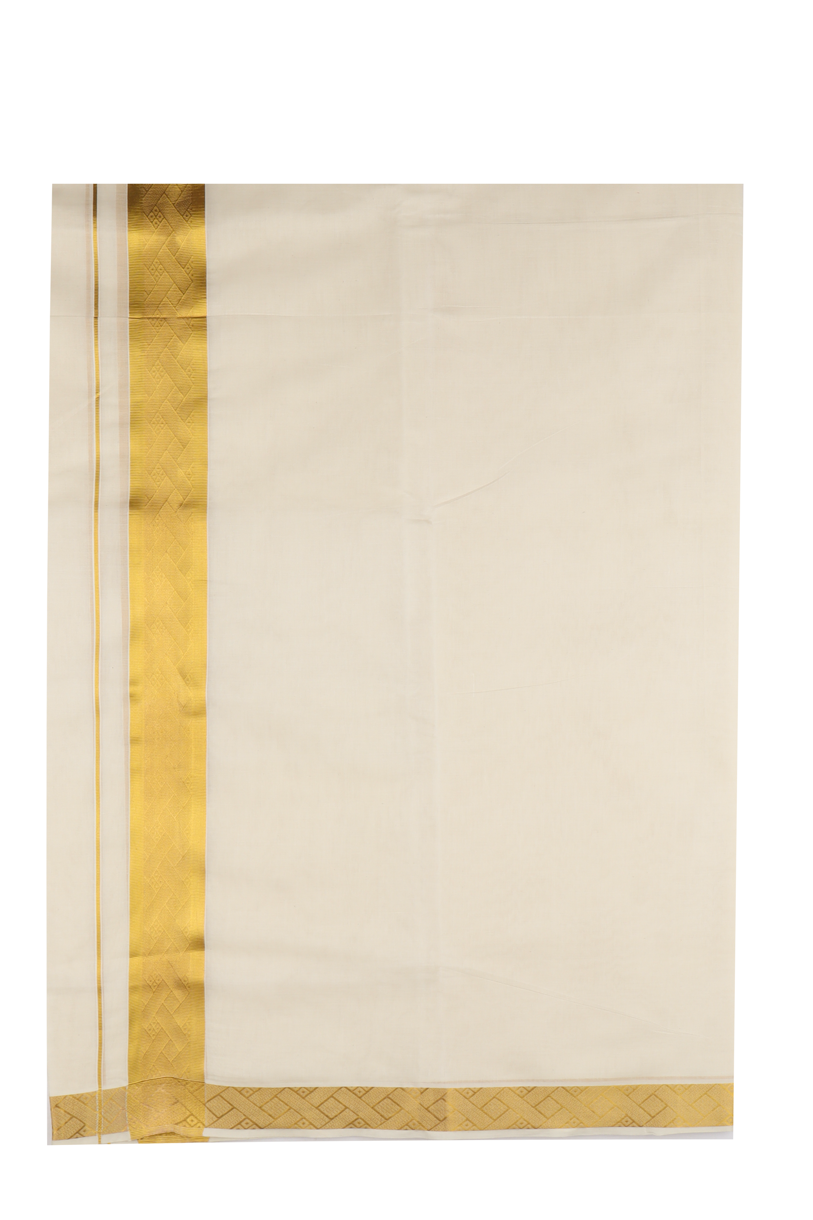 Mens Premium Handloom Dhoti Gold Jari Border HLM06