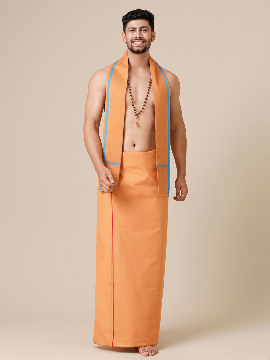 Mens Devotional Dhoti & Towel Combo Kavi