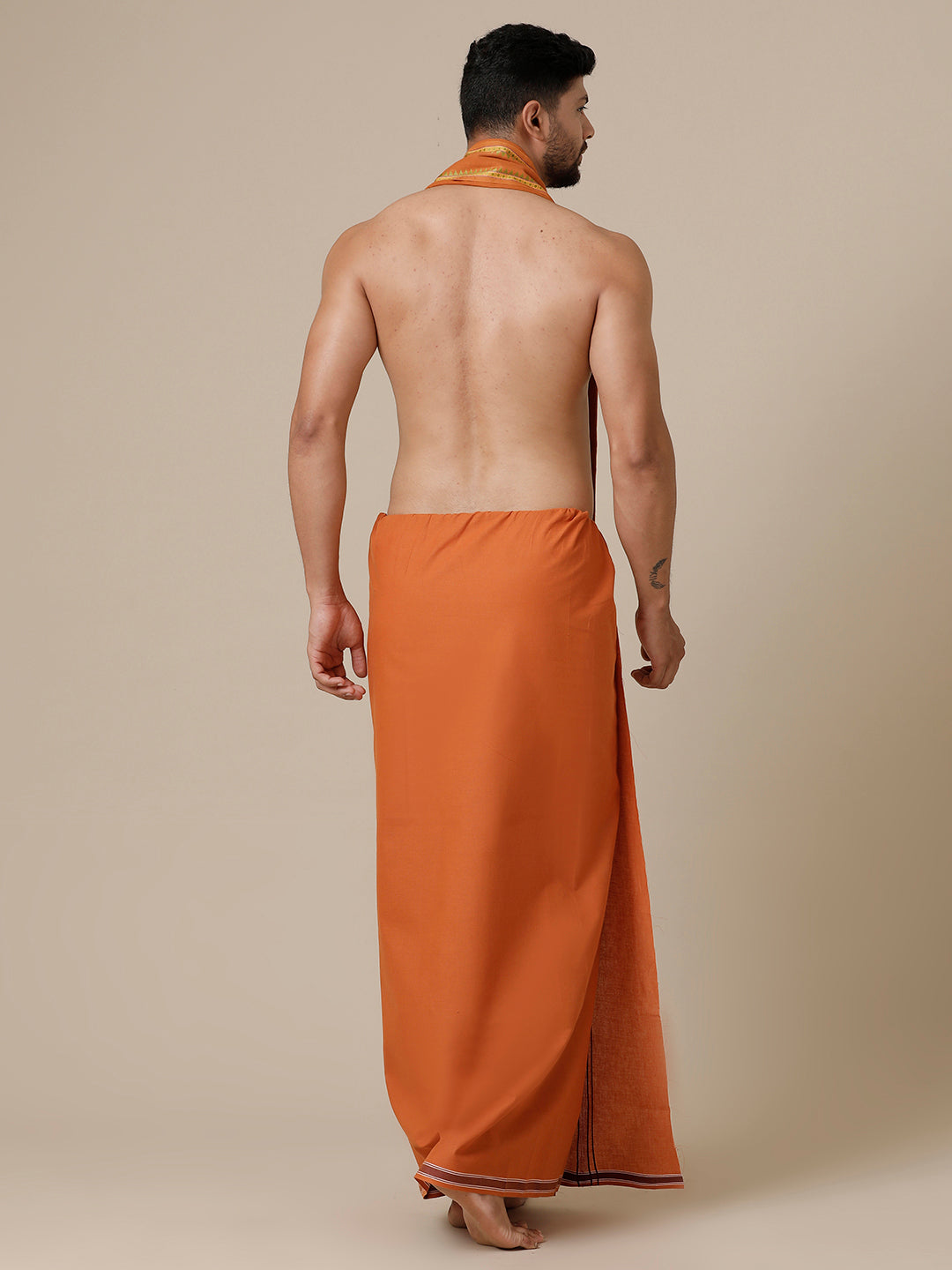 Mens Devotional Dhoti & Towel Combo Kavi