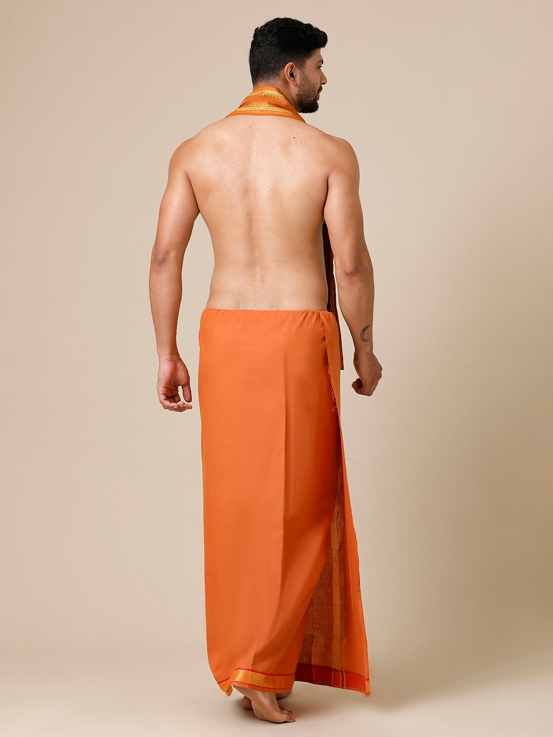 Mens Devotional Dhoti & Towel Combo Kavi