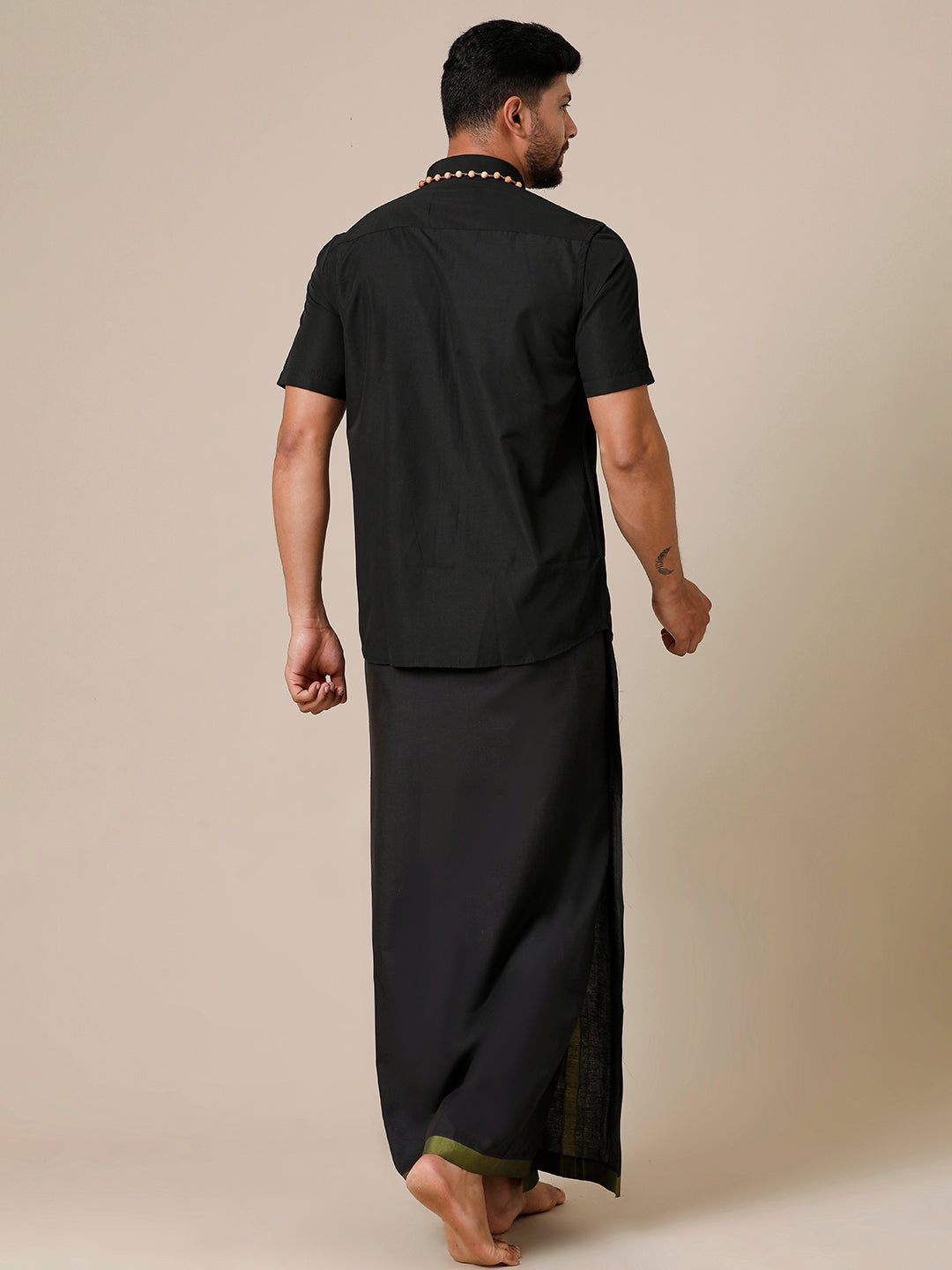 Men Devotional Half Sleeves Shirt & Dhoti Combo Ahimsa Charcoal