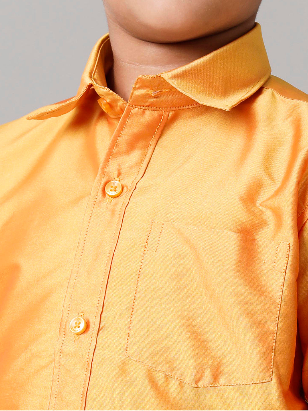 Boys Silk Cotton Yellow Half Sleeves Shirt with Adjustable White Dhoti Combo K6-Zoom view