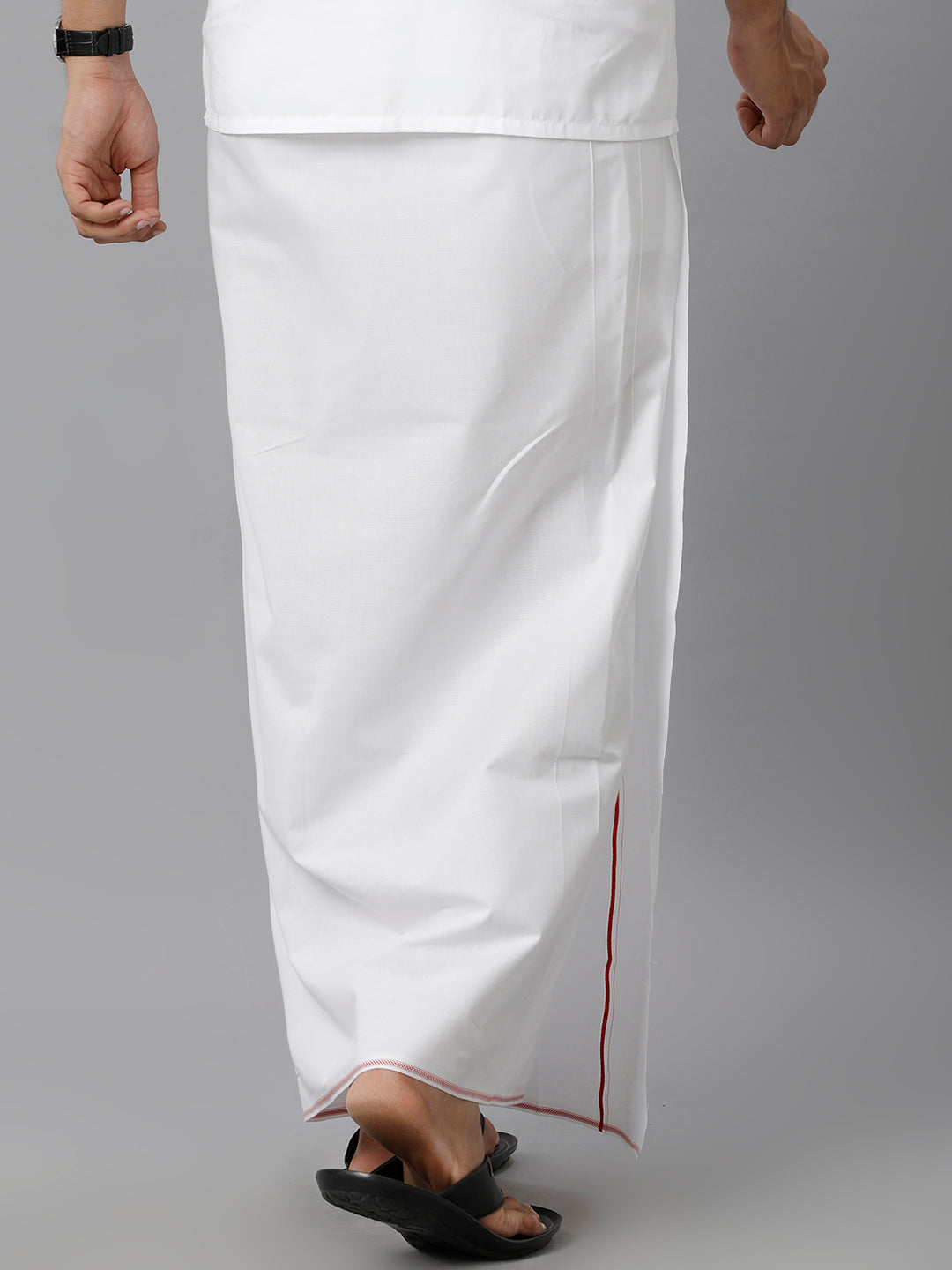 Men White Dhoti with Small Border Rajaram