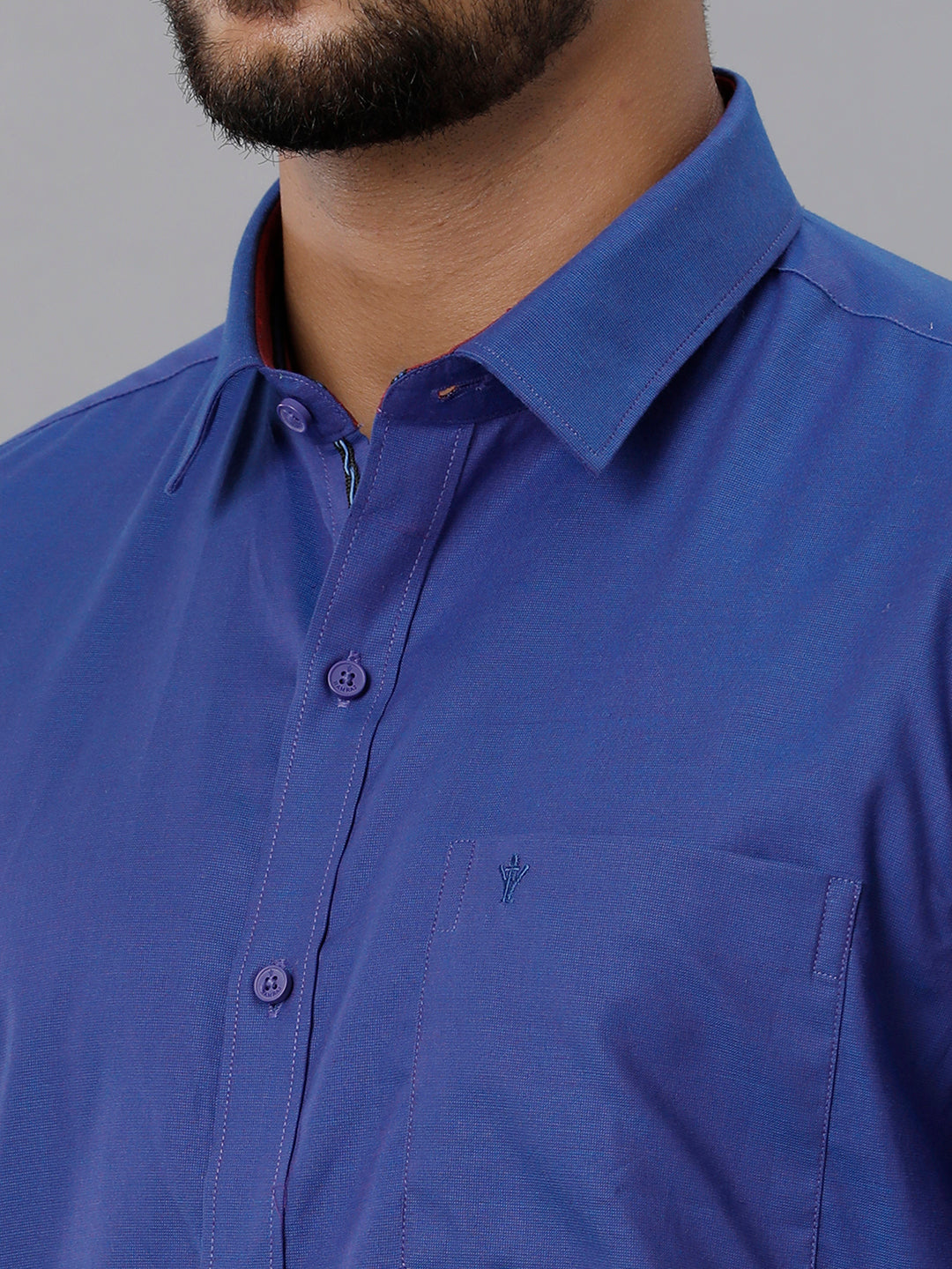 Mens Cotton Matching Border Dhoti & Half Sleeves Shirt Blue Set GL17-Zoom view