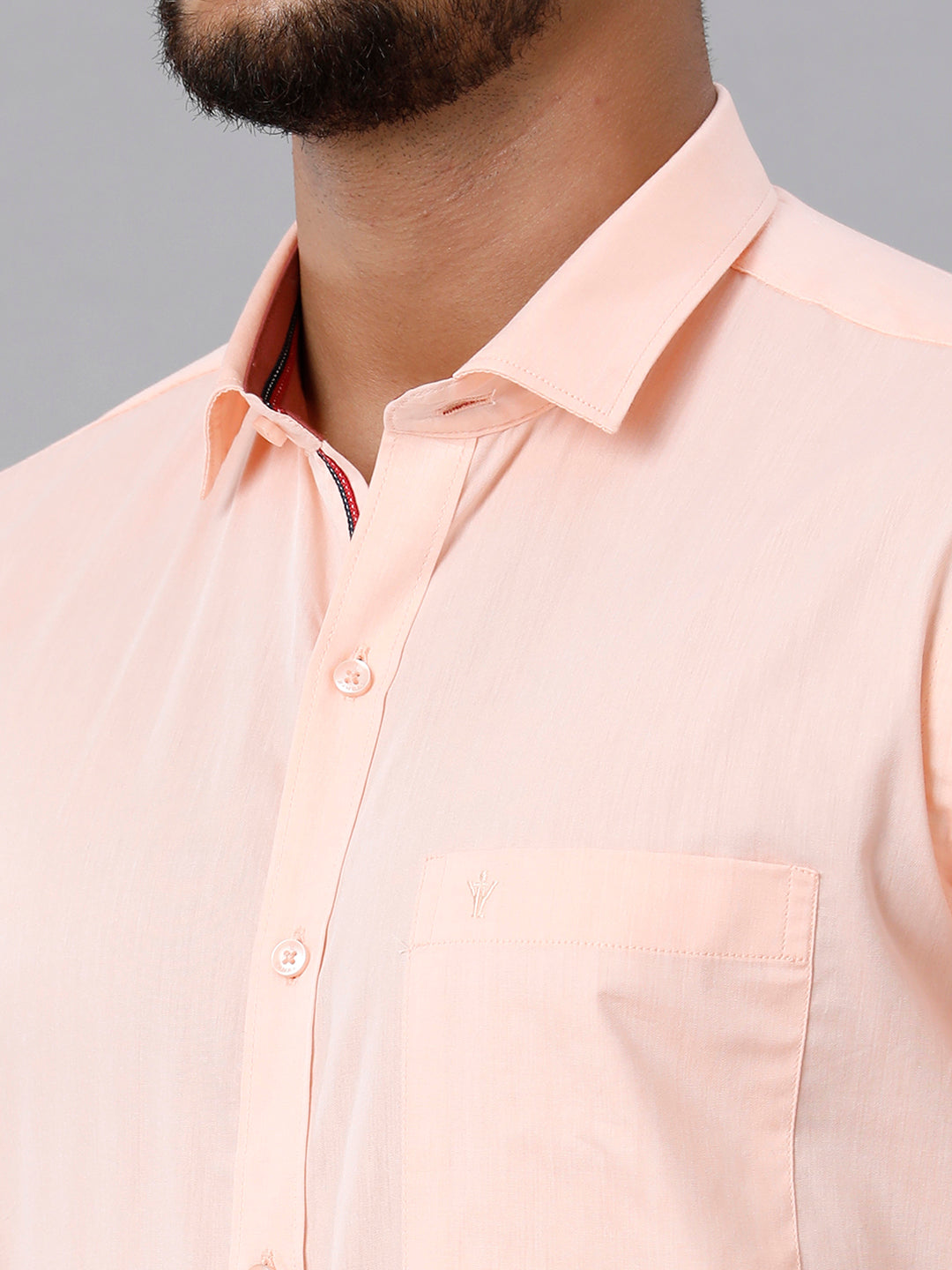 Mens Premium Cotton Formal Shirt Half Sleeves Light Orange MH G117-Zoom view