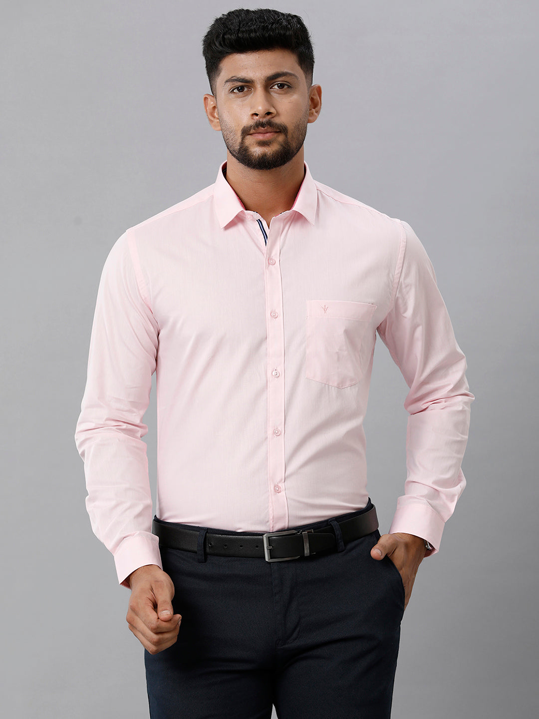 Mens Premium Cotton Formal Shirt Full Sleeves Light Pink MH G115
