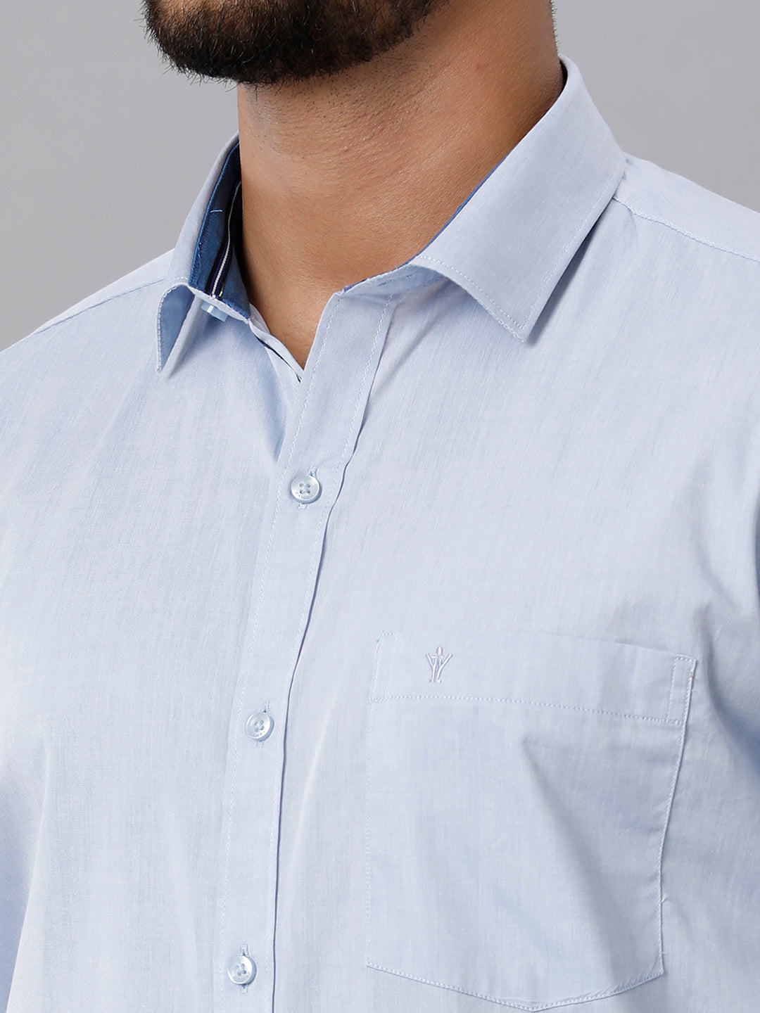 Mens Premium Cotton Formal Shirt Full Sleeves Blue MH G119-Zoom view
