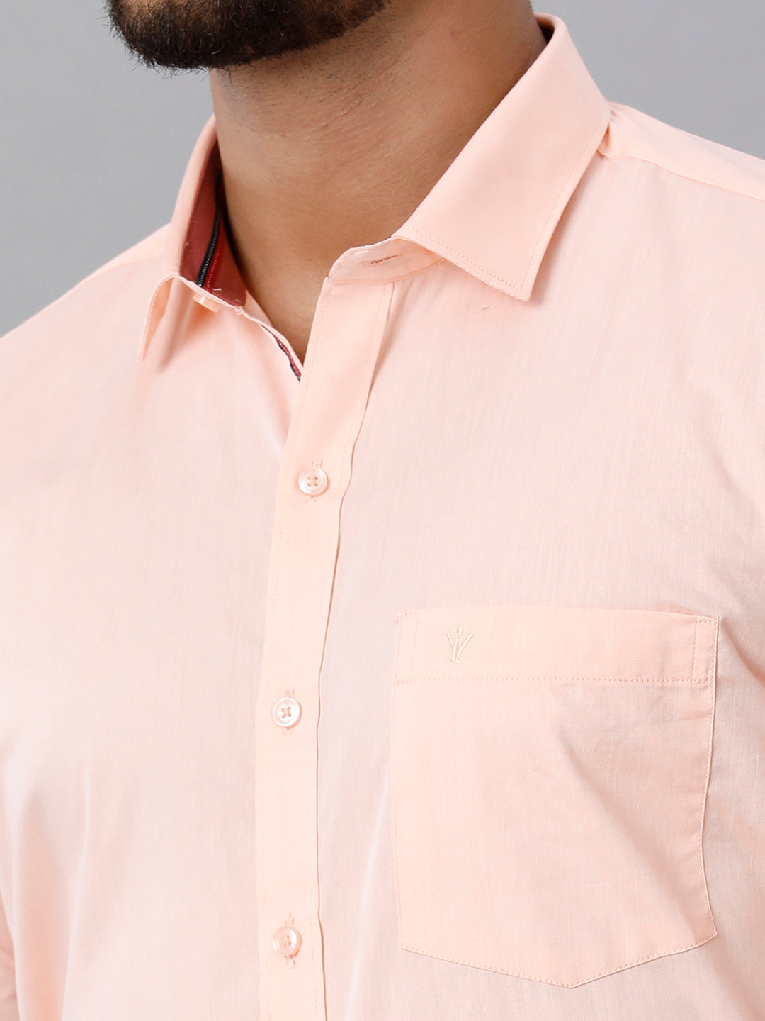 Mens Premium Cotton Formal Shirt Full Sleeves Light Orange MH G117-Zoom view