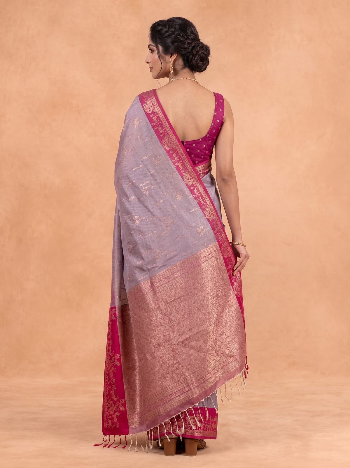 Women Soft Silk Faded Rose Saree SS480