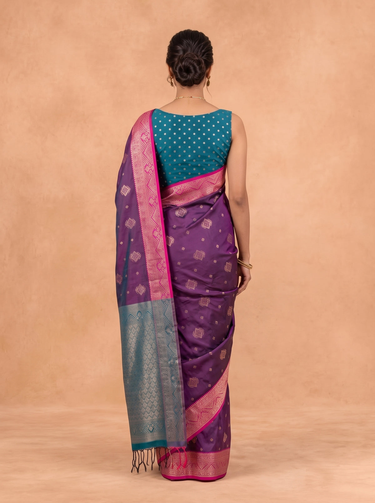 Women Soft Silk Purple with Green Saree SS469