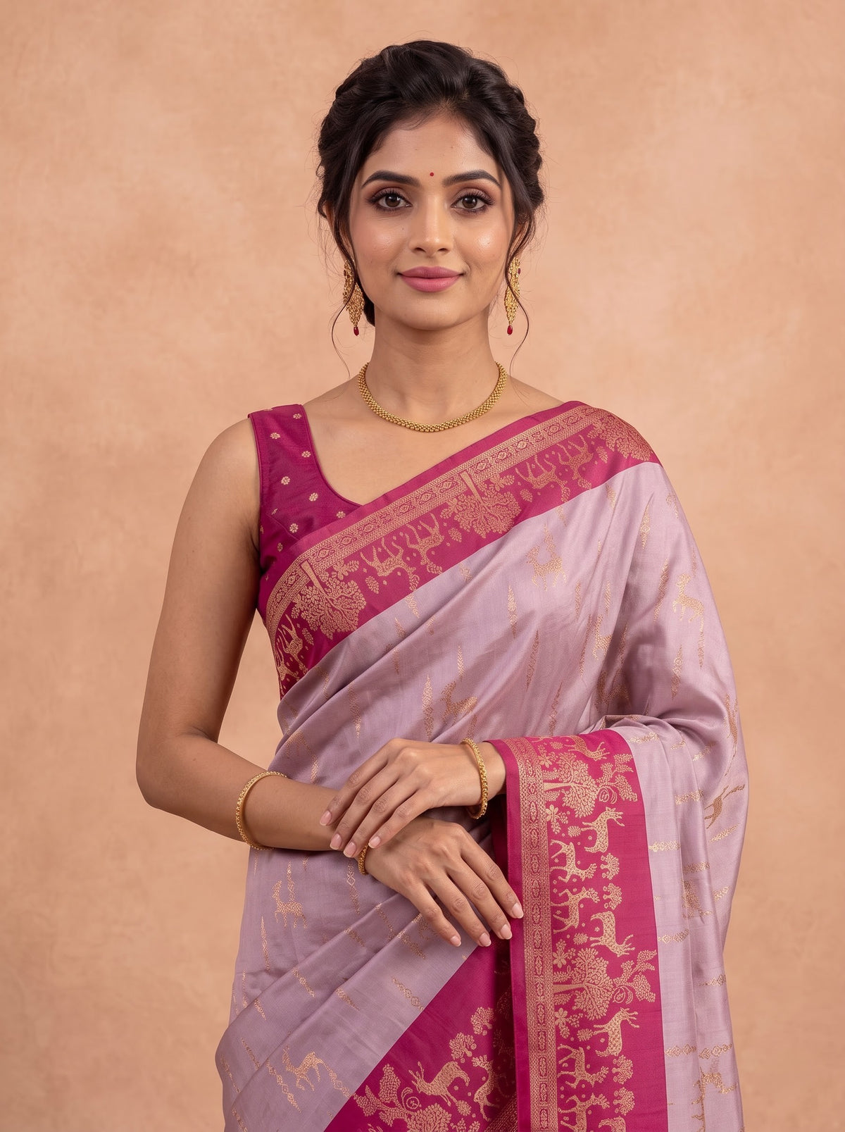 Women Soft Silk Faded Rose Saree SS480