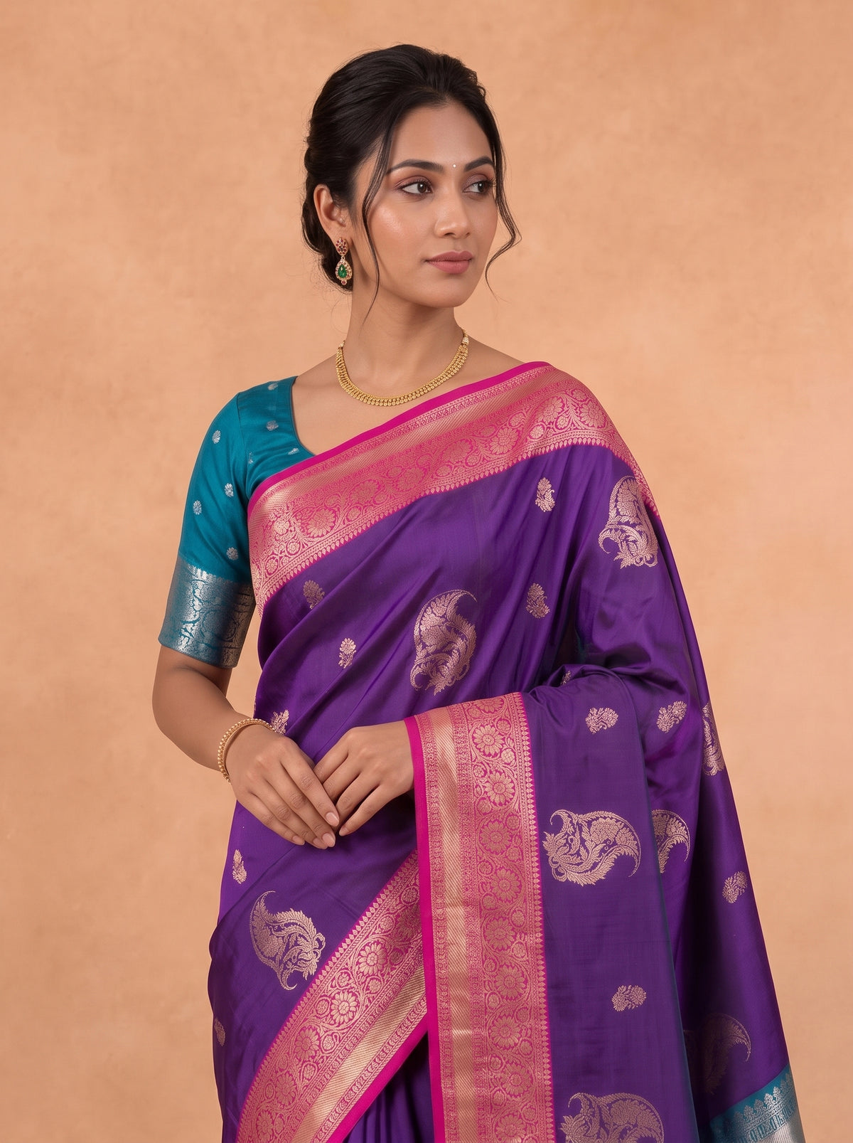 Women Soft Silk Violet Saree SS490