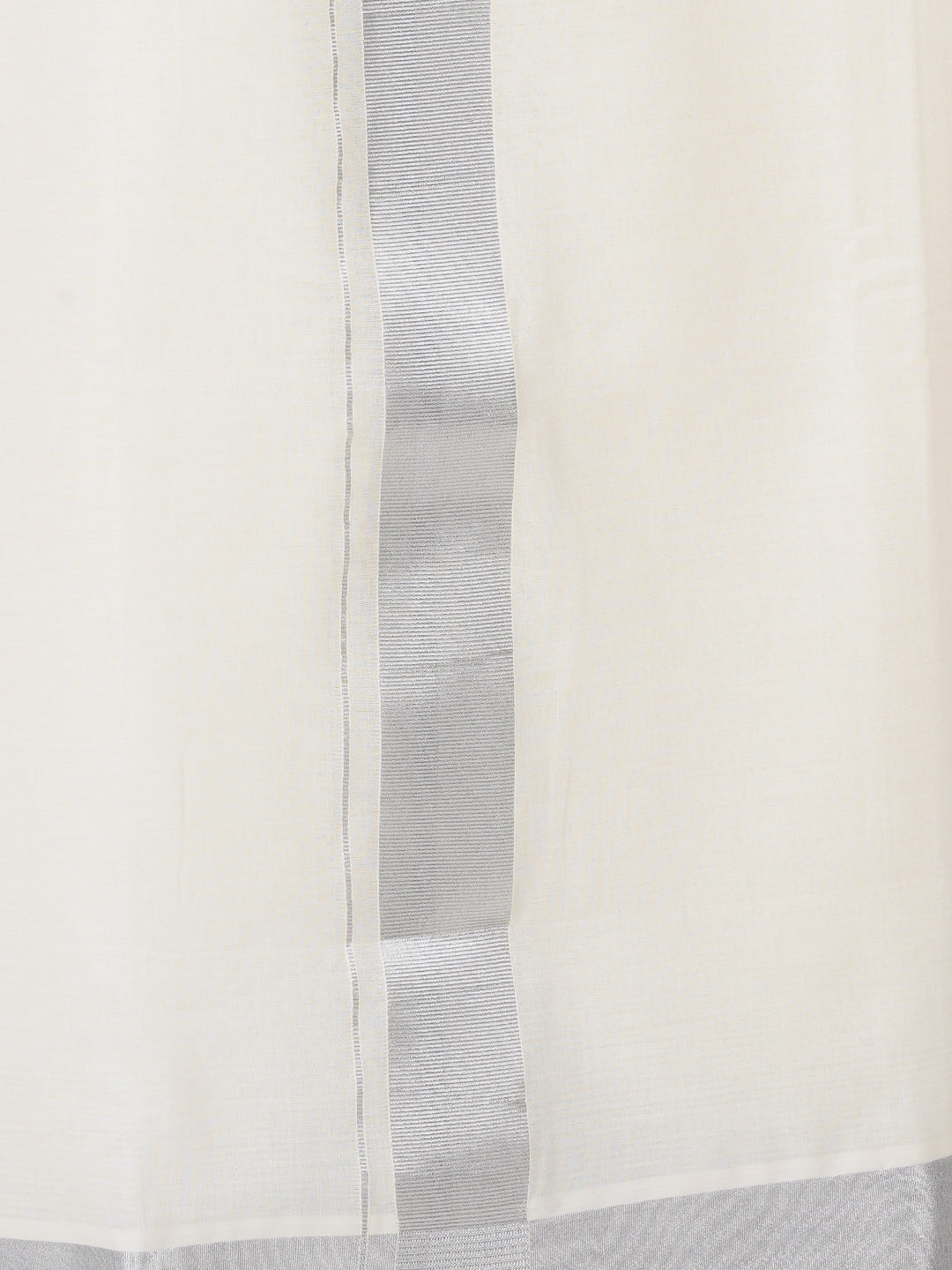 Mens Double Dhoti Cream with Silver Jari Border Silver Cloud Plain-Zoom view