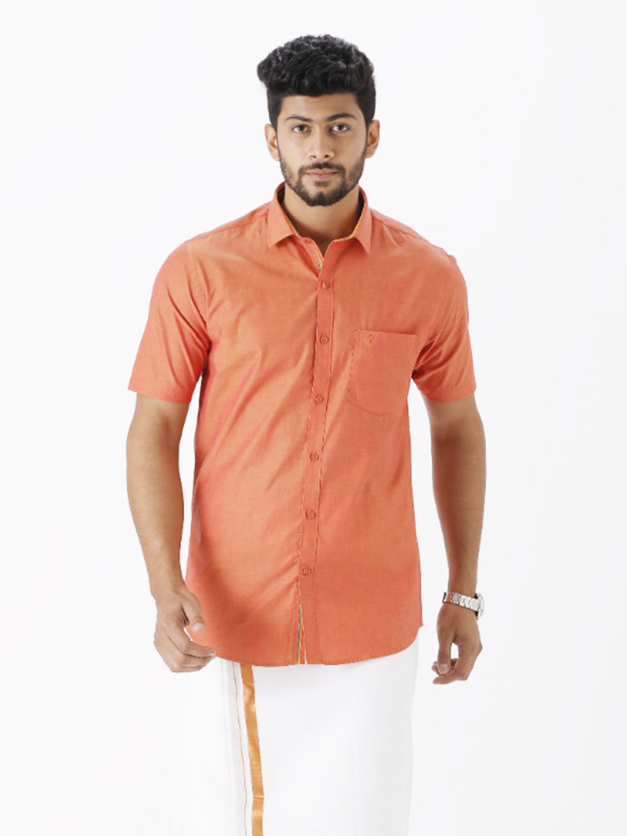 Mens Premium Cotton Formal Copper Half Sleeves Copper Shirt G105