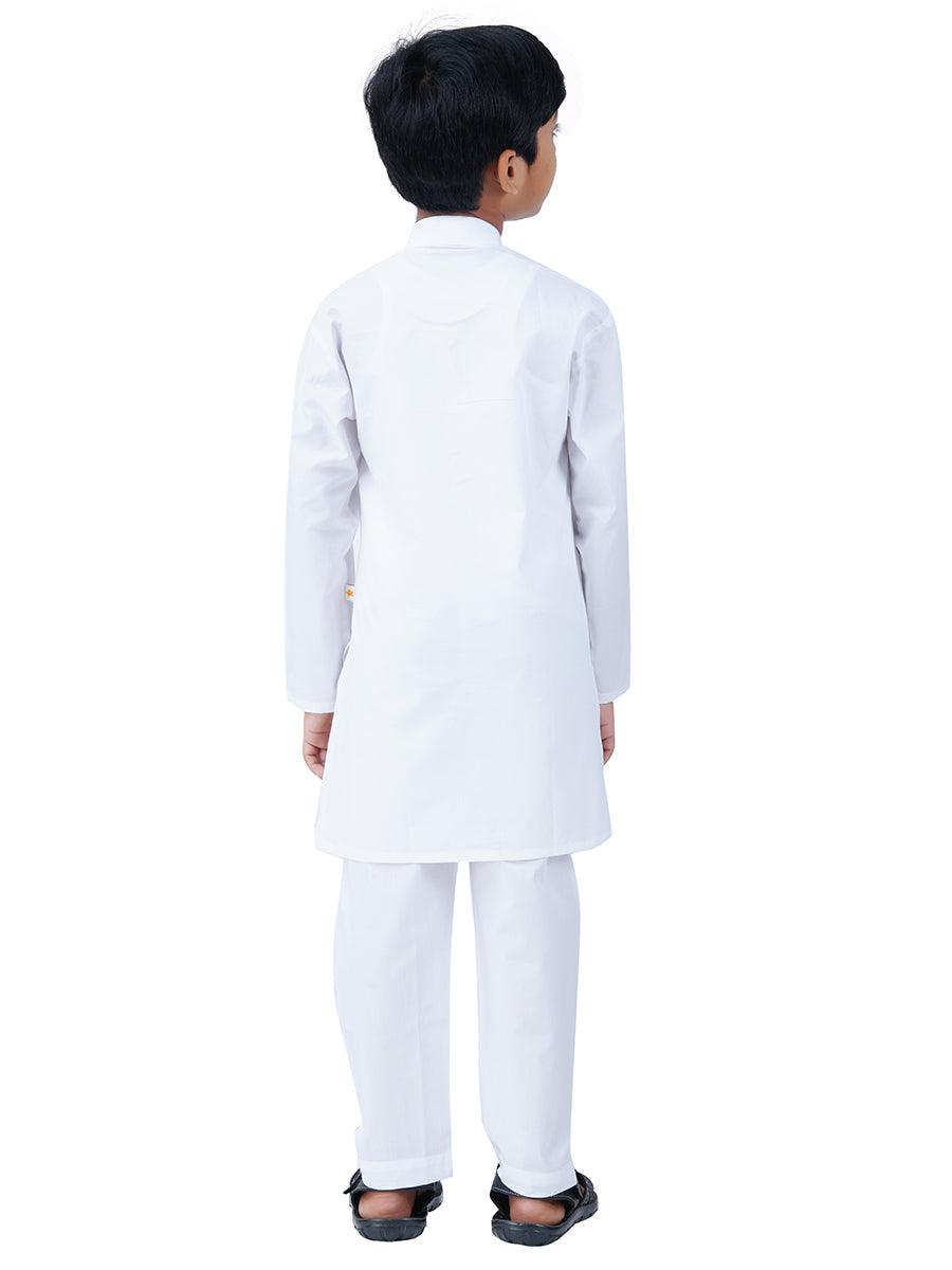 Boys Kurtha Pyjama Set White -  Ramraj CottonBoys Kurta and Pyjama White Set-Back view
