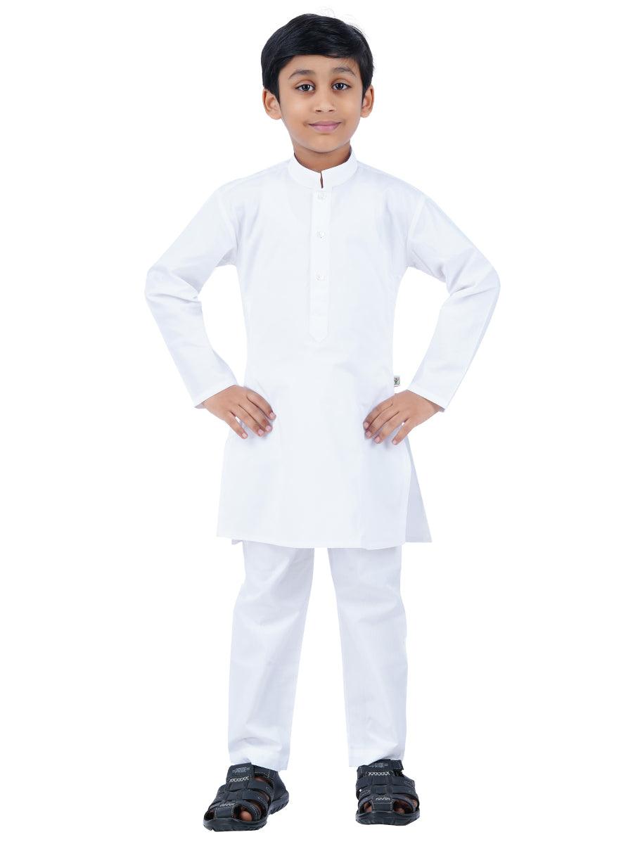 Boys Kurtha Pyjama Set White -  Ramraj CottonBoys Kurta and Pyjama White Set
