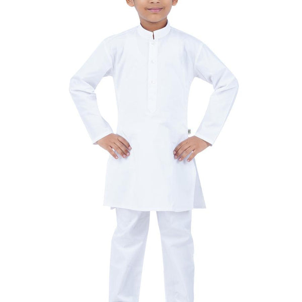 Boys White Kurta and Pyjama Set