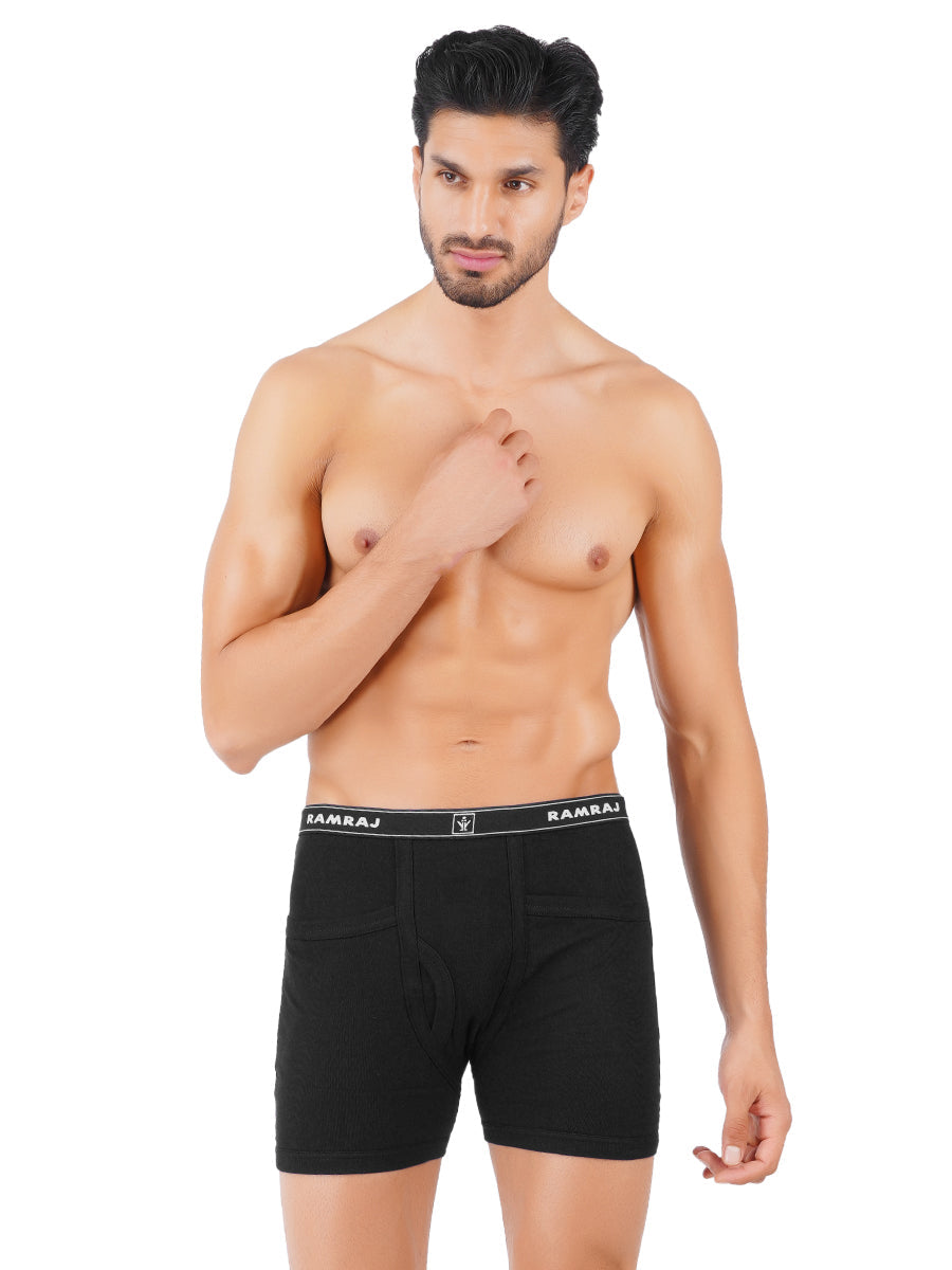 Soft Combed Fine Jersy Pocket Black Color Trunk Softex (2PCs Pack)-Full view