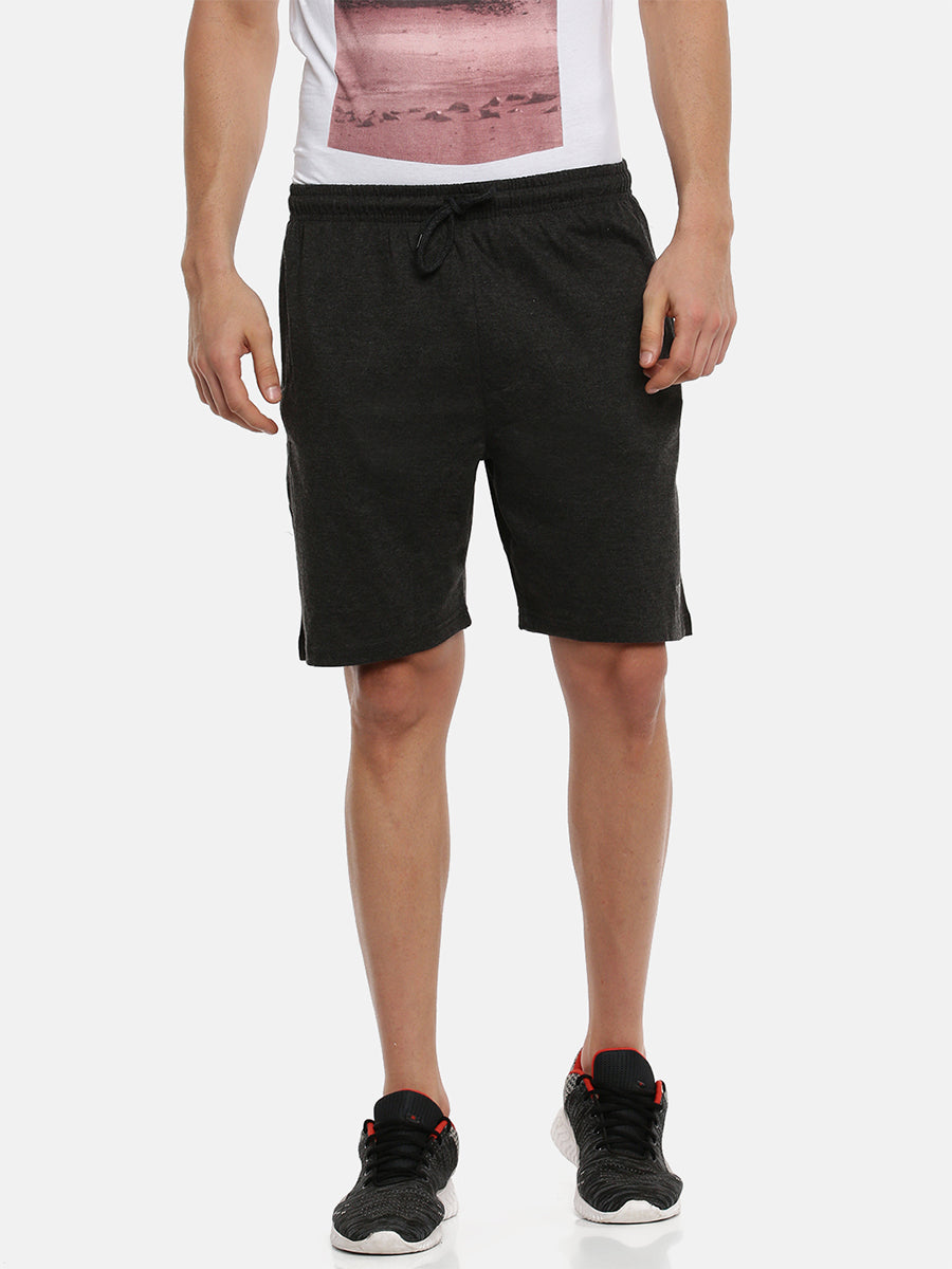 Men's Combed Cotton Smart Fit One Side Zipper Shorts (2 PCs Pack)-Front view