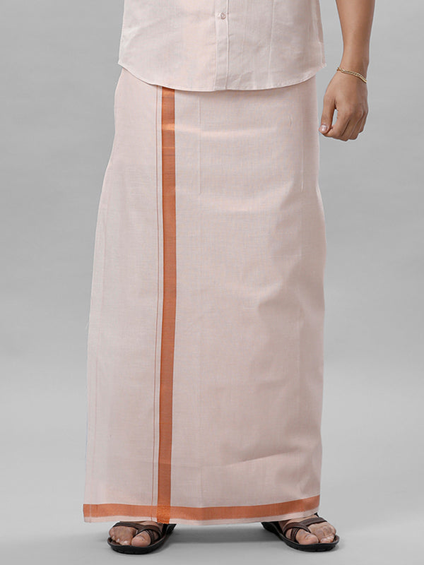 Mens Readymade Tissue Single Dhoti with Jari Border Viceroy Copper