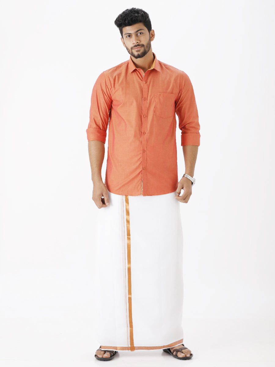 Mens Premium Cotton Formal Copper Full Sleeves Shirt G105-Full view