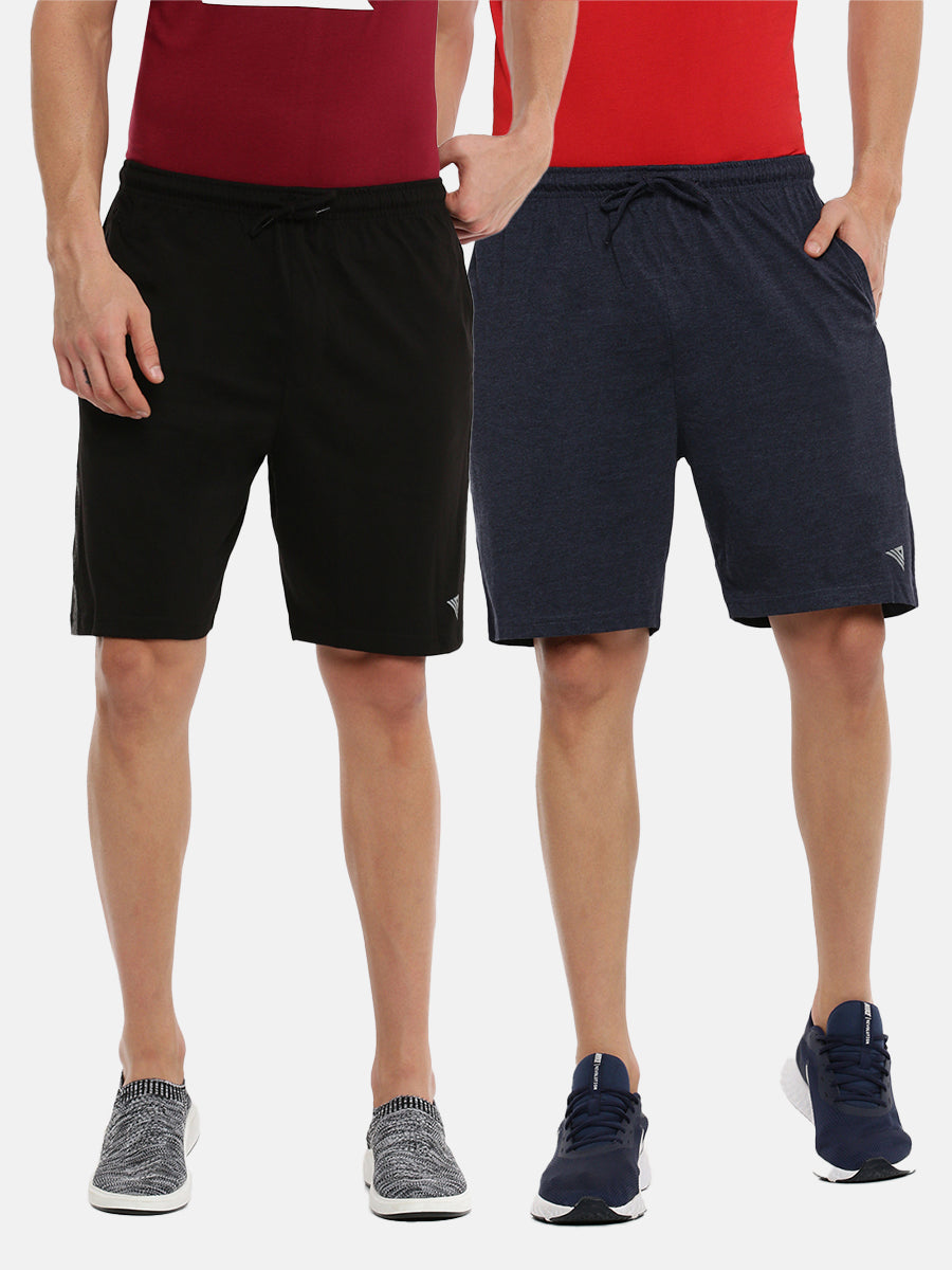 Men's Combed Cotton Smart Fit One Side Zipper Shorts (2 PCs Pack)