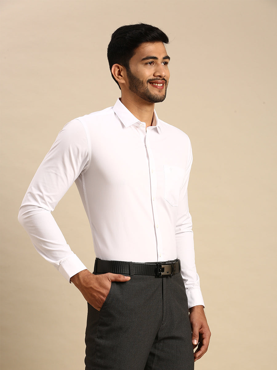 Mens Cotton White Uth Fit Full Sleeves Shirt-Side view